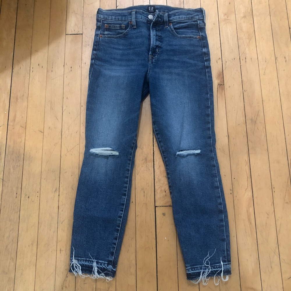 High Ride True Skinny Jean with Distressed Detail